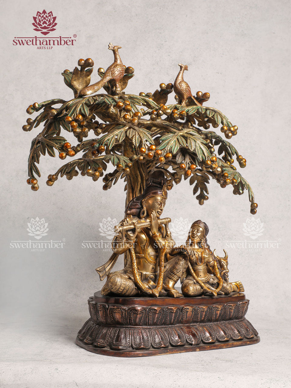 Brass Unique Style Radha Krishna With Tree