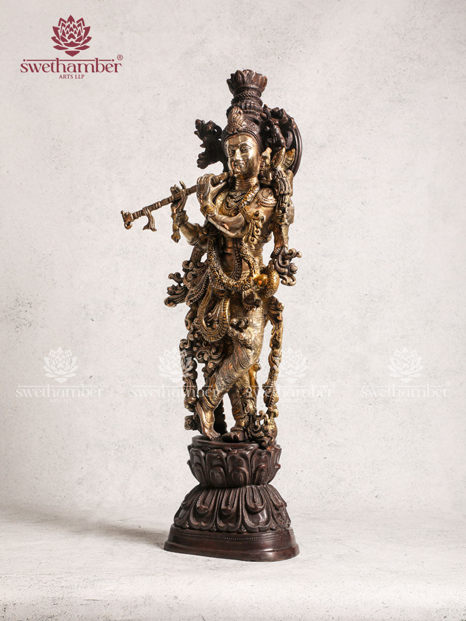 Brass Colour Krishna Statue 29 Inches