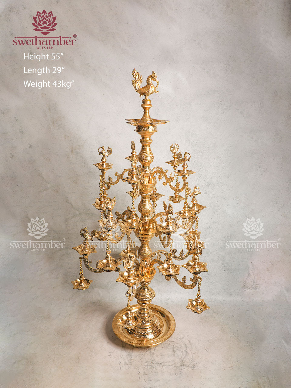 BRONZE Multi-wick oil PEACOCK LAMP FOR POOJA ROOM & HOME DÉCOR