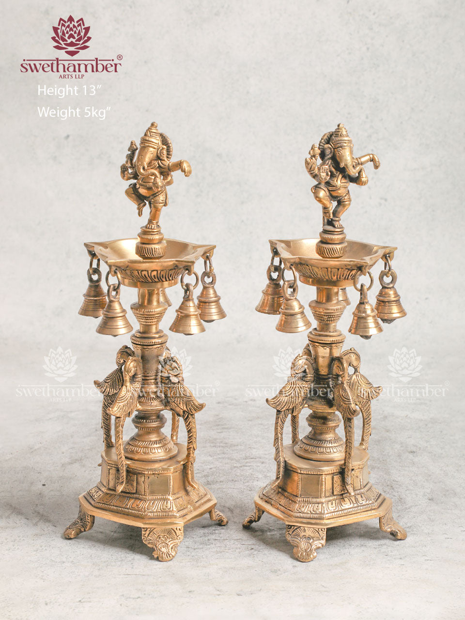 Tabletop Brass Ganesha Oil Deepam Lamp