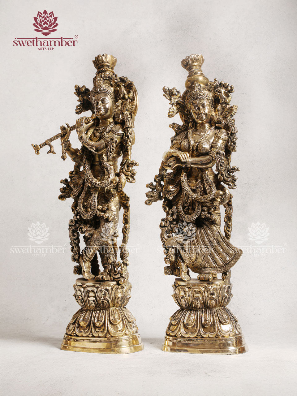 Brass Radha Krishna Idol Antique Look