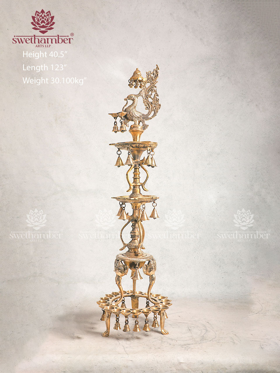 Swethamber Arts Brass Large Traditional Oil Lamp One Piece