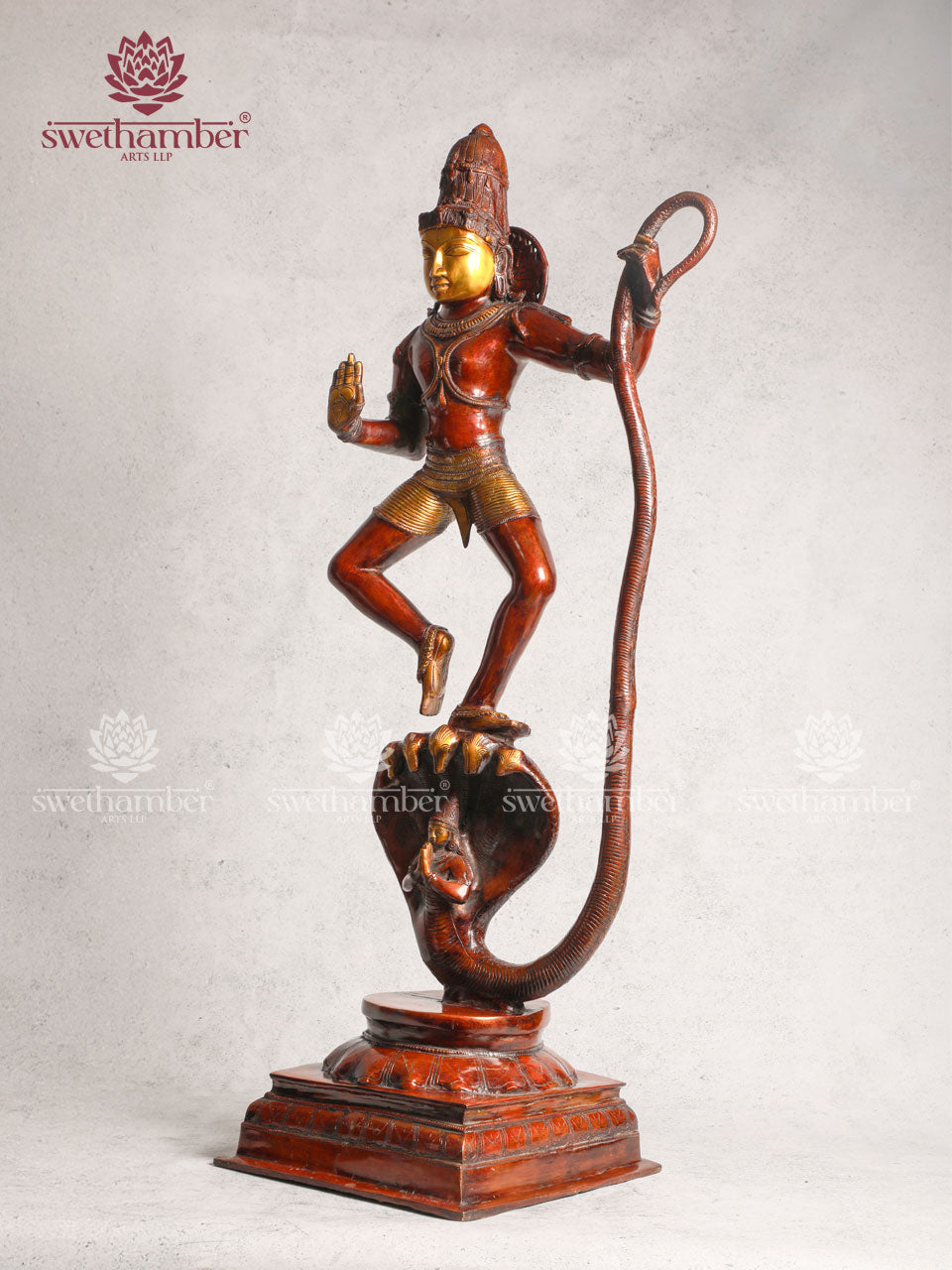 Brass Krishna Kaliya Statue