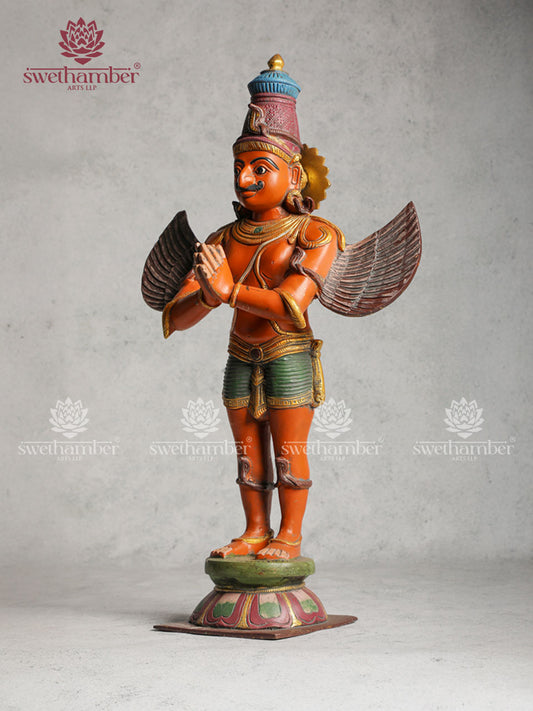 Antique Brass Garuda Statue With Colour