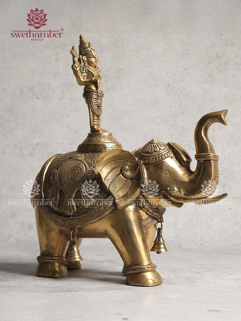 Pure Brass Lord Venkateshwara Swamy on Elephant 17"