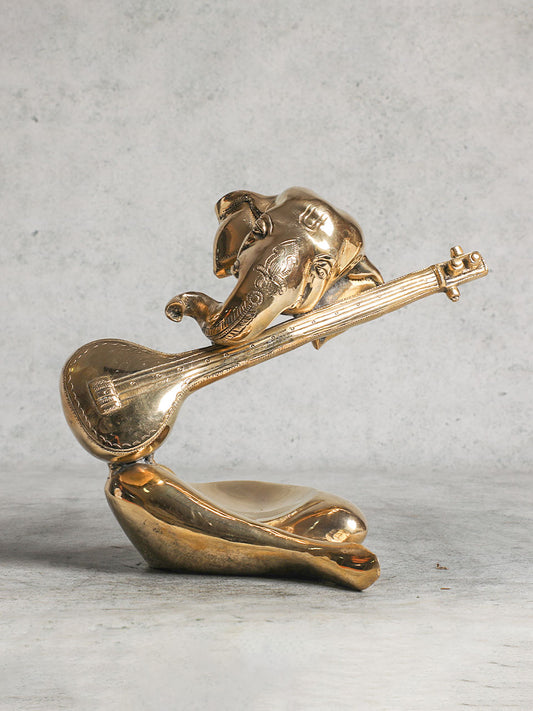 Modern Brass Veena Ganesha For Home Decor