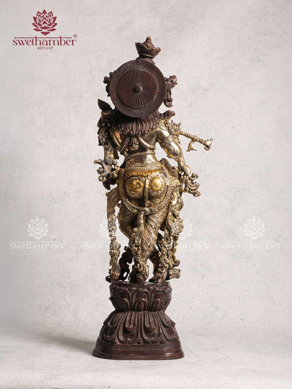 Brass Colour Krishna Statue 29 Inches