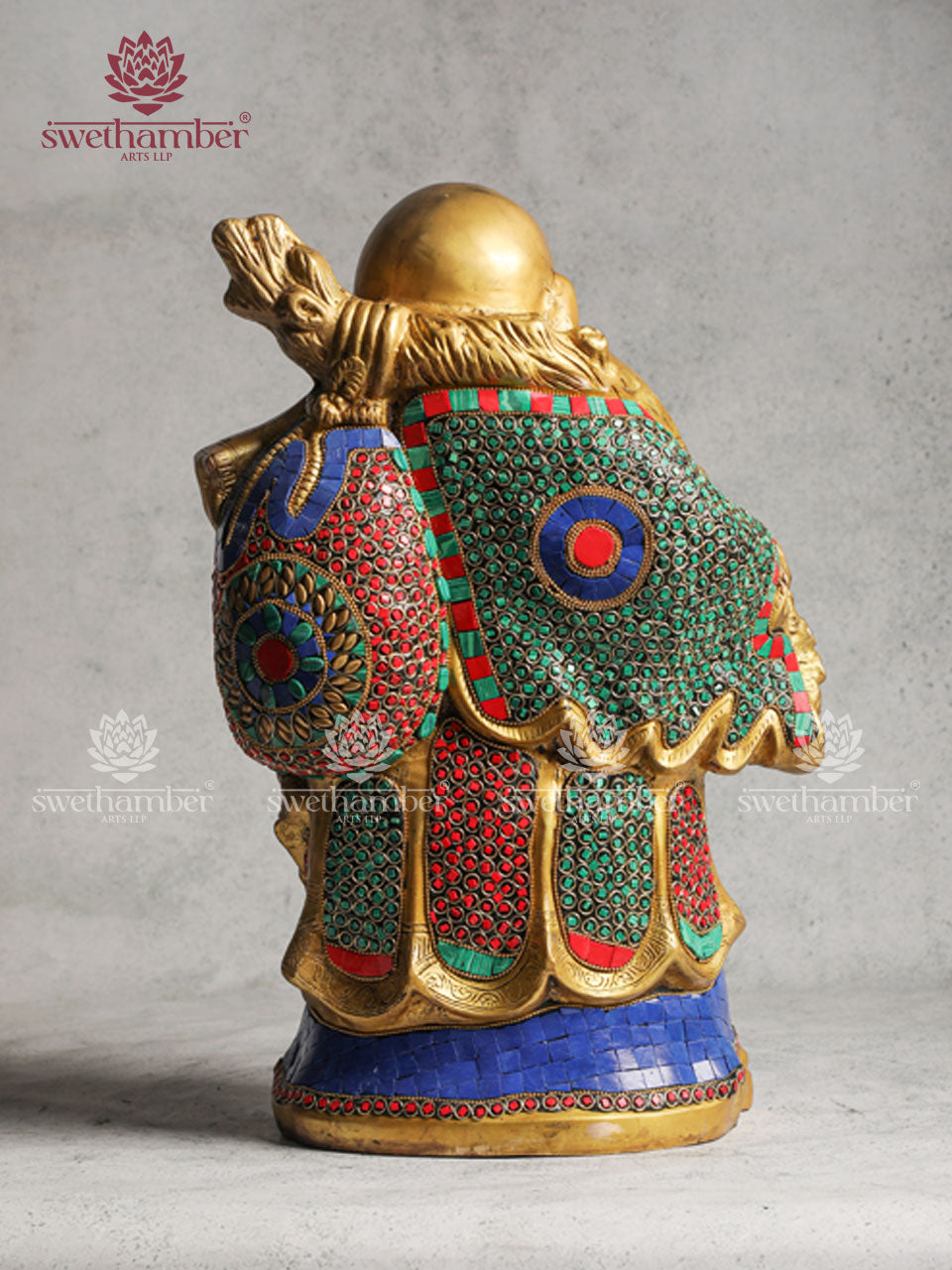 Happy Man Brass Figurine With Stone Work