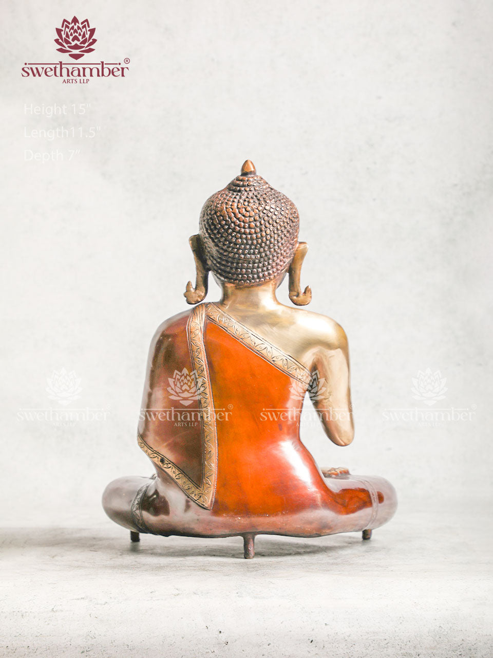 Brass Buddha Sculpture With Blessing Hand