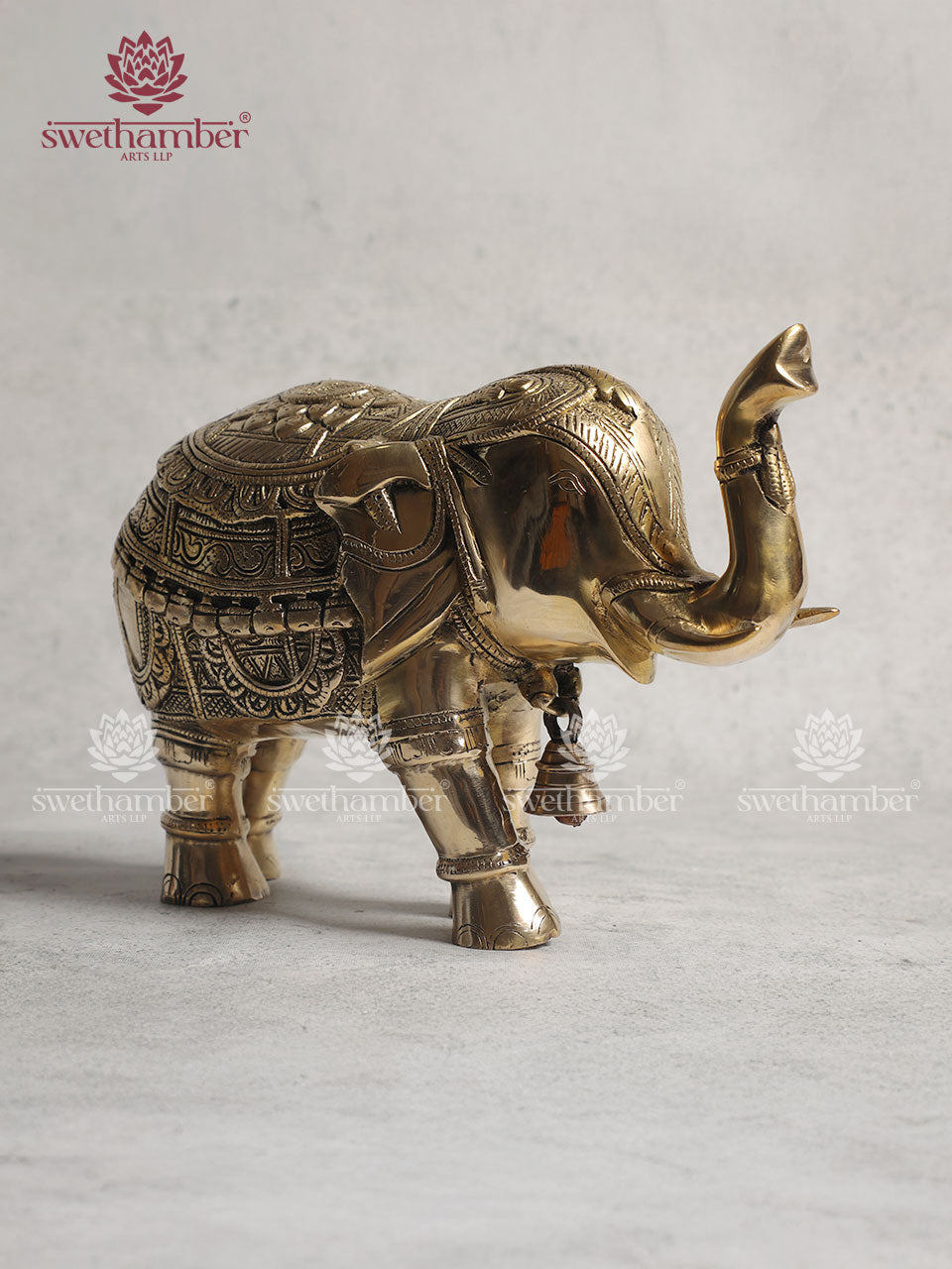 Brass Elephant Statue With Enhanced Carving