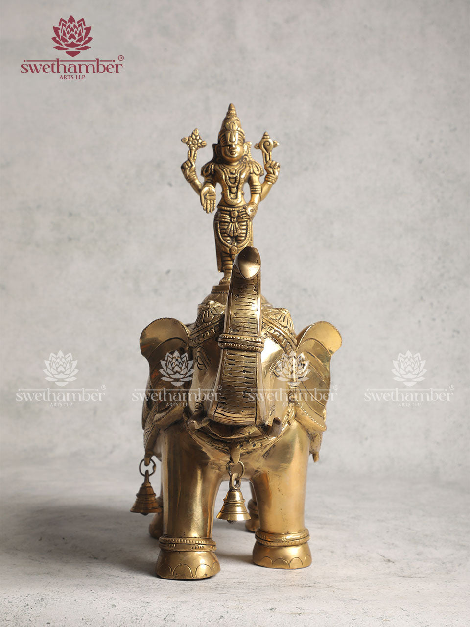 Pure Brass Lord Venkateshwara Swamy on Elephant 17"