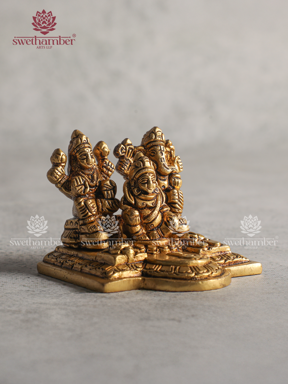 Brass Kuber Ganesh Lakshmi Idol – Wealth & Prosperity Murti