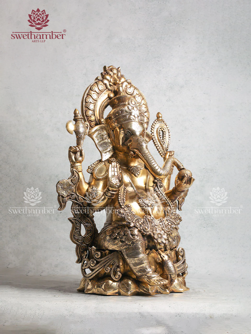 Decorative Brass Lotus Ganesha