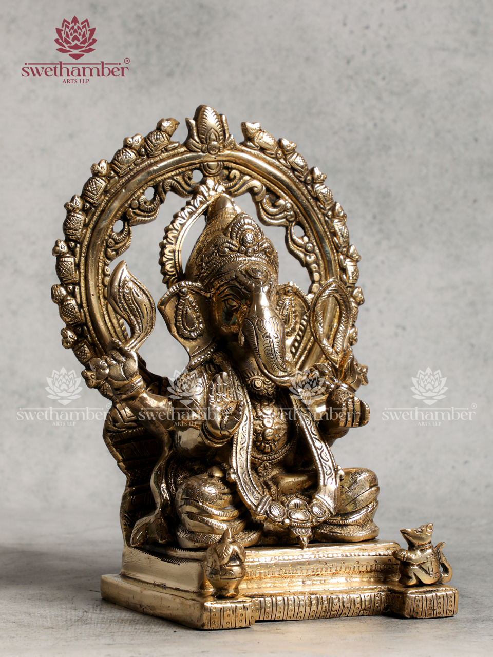 Spiritual Padmasana Ganesha Statue With Arch for Pooja & Gifting