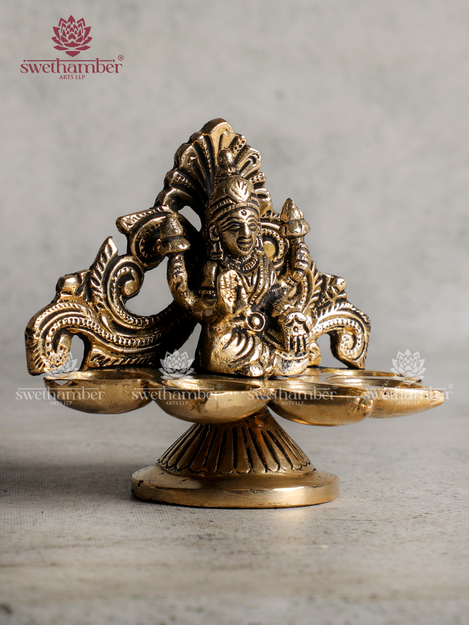 Small Brass Deepa with Laxmi – Mini Oil Lamp for Pooja & Home Décor
