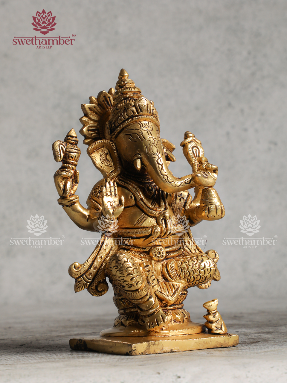 Small Size Brass Ganesha Idol for Pooja & Gifting