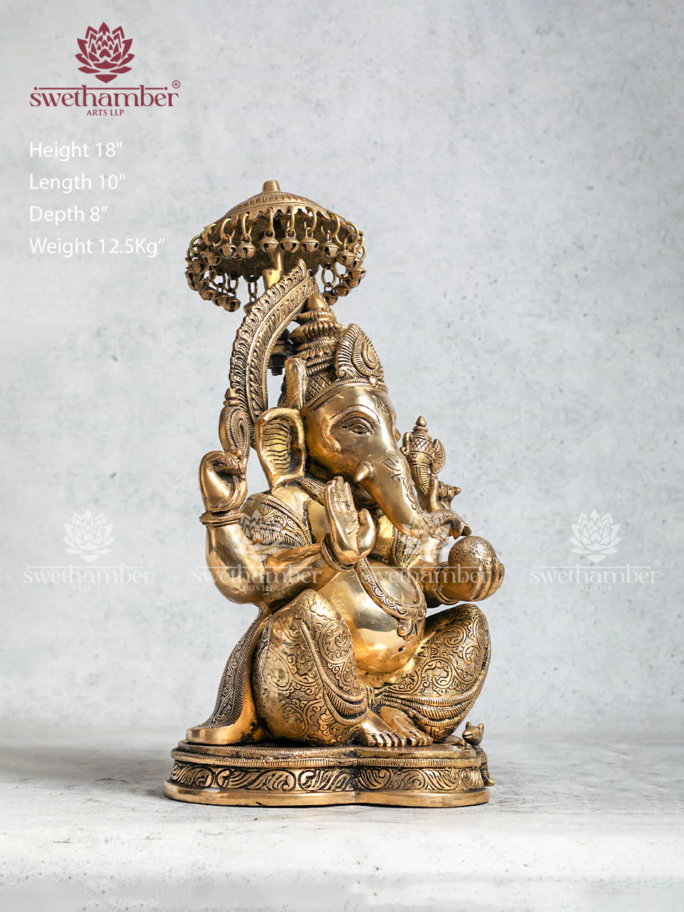 Brass Ganesha Antique Colour With Umberalla