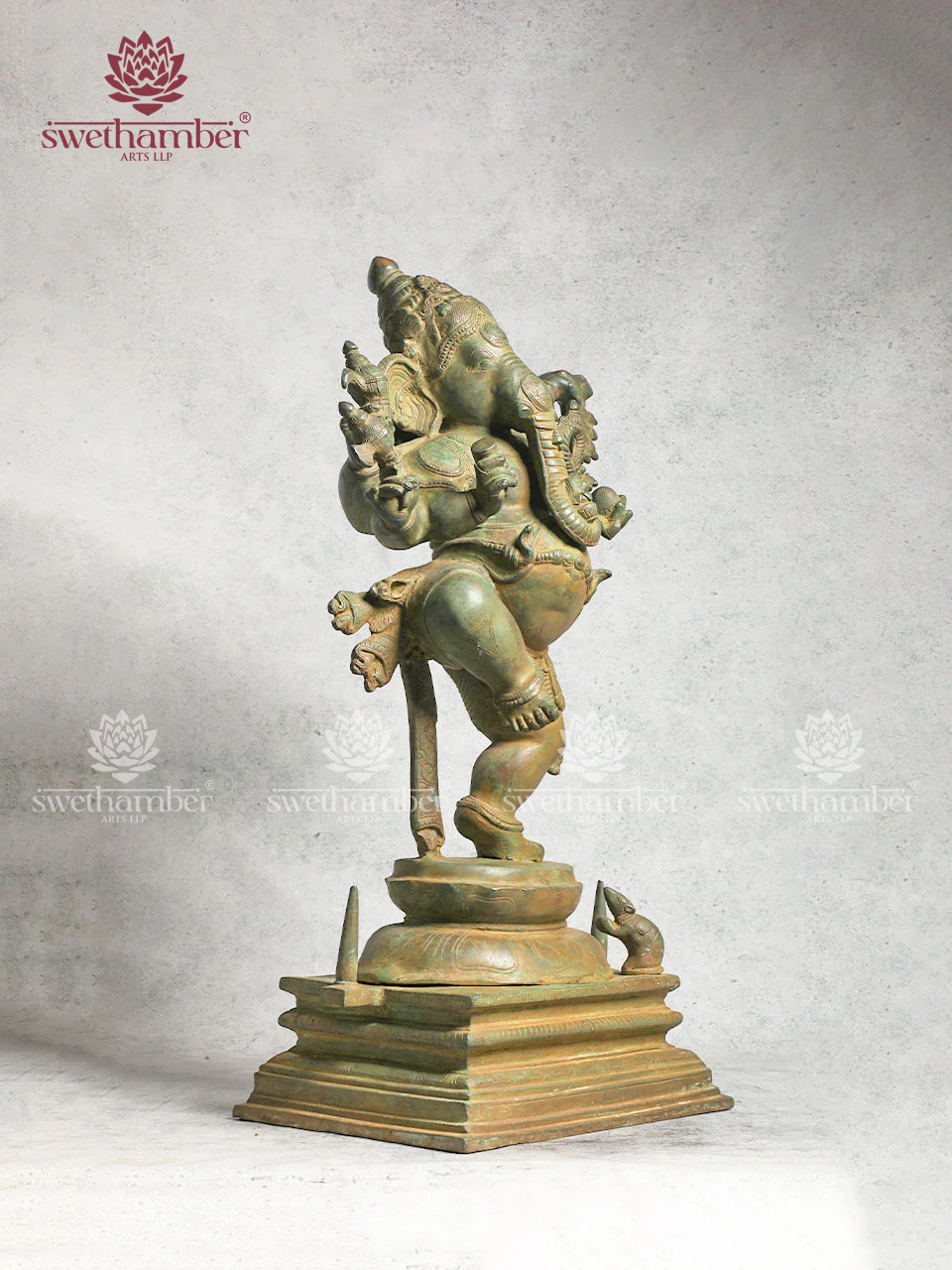 Brass Energetic Dancing Ganesha Sculpture Large Statue