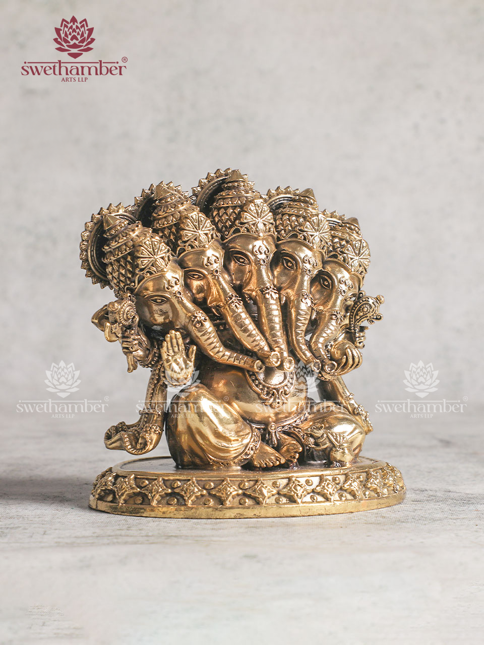 Brass Panchmukhi Ganesha Light weight statue