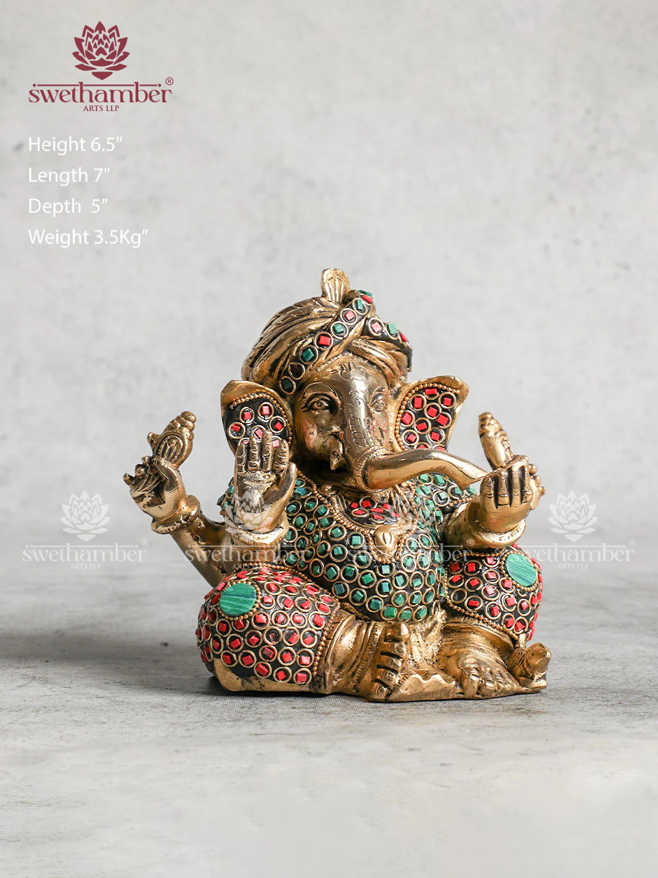 Unique Pagadi Brass Ganesha Statue