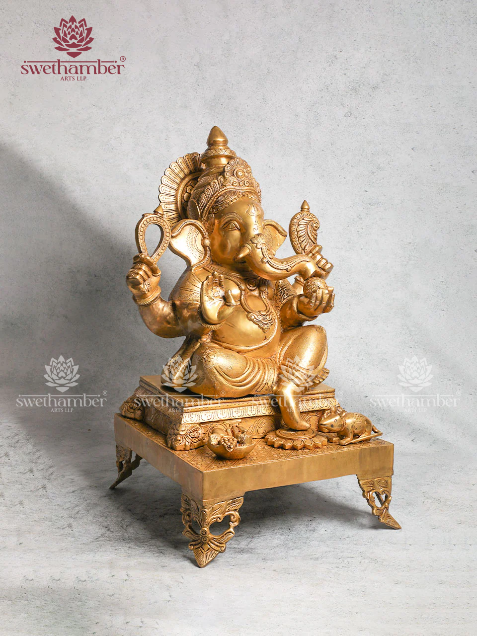 Large Brass Ganesha Statue For Pooja Room & Home Decor