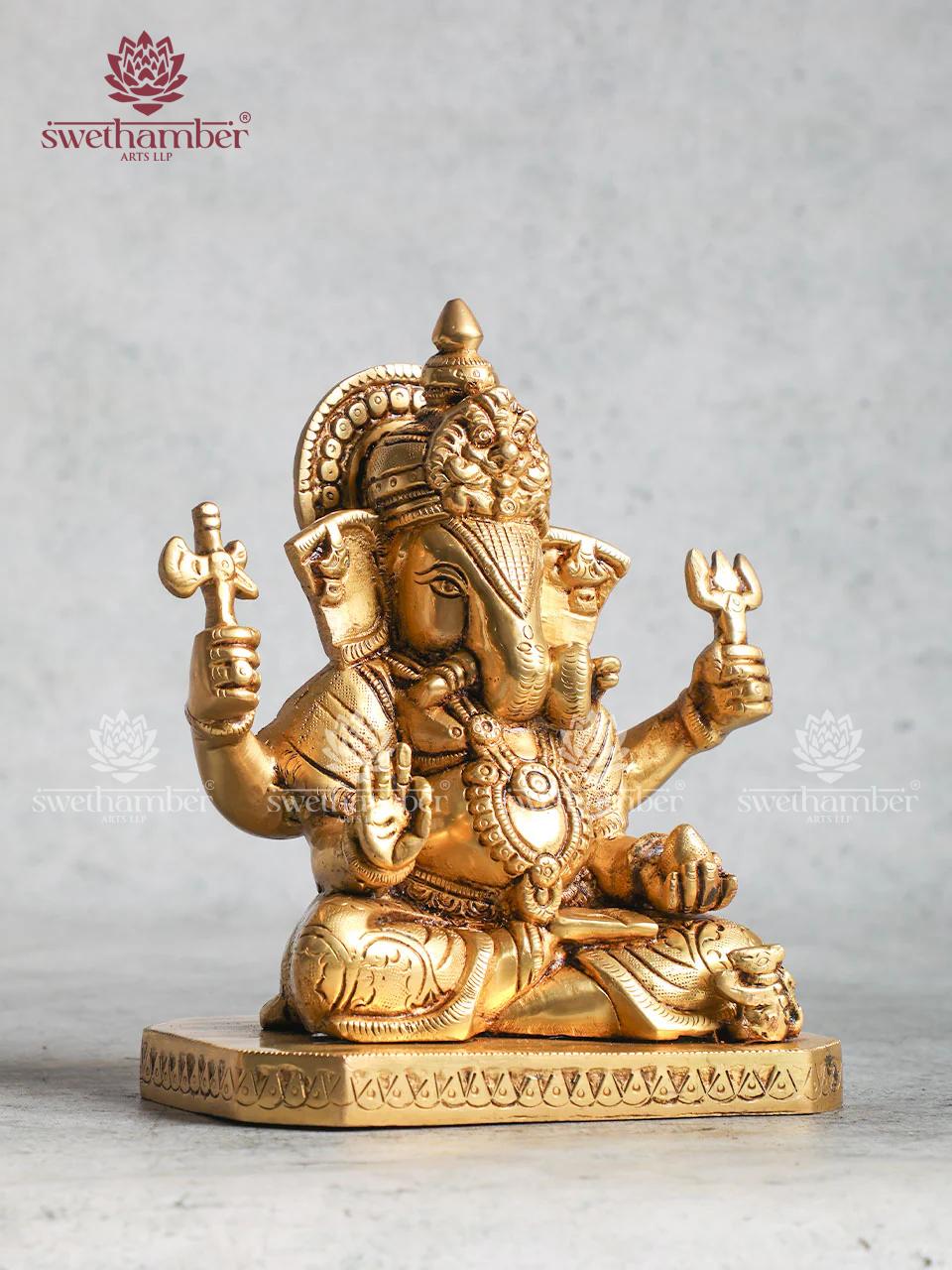 BRASS SITTING GANESHA SEATED IN PADMASANA