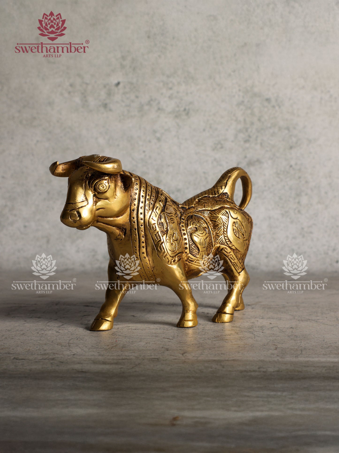 BRASS STANDING BULL FOR DECOR