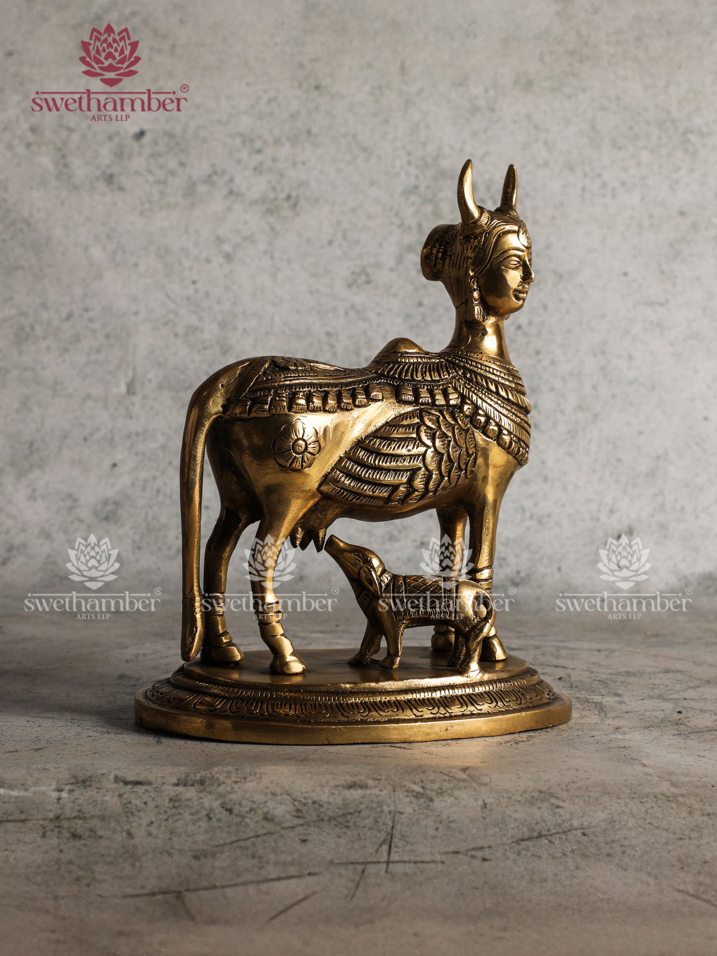 Divine Kamdhenu Brass Statue for Home Temple