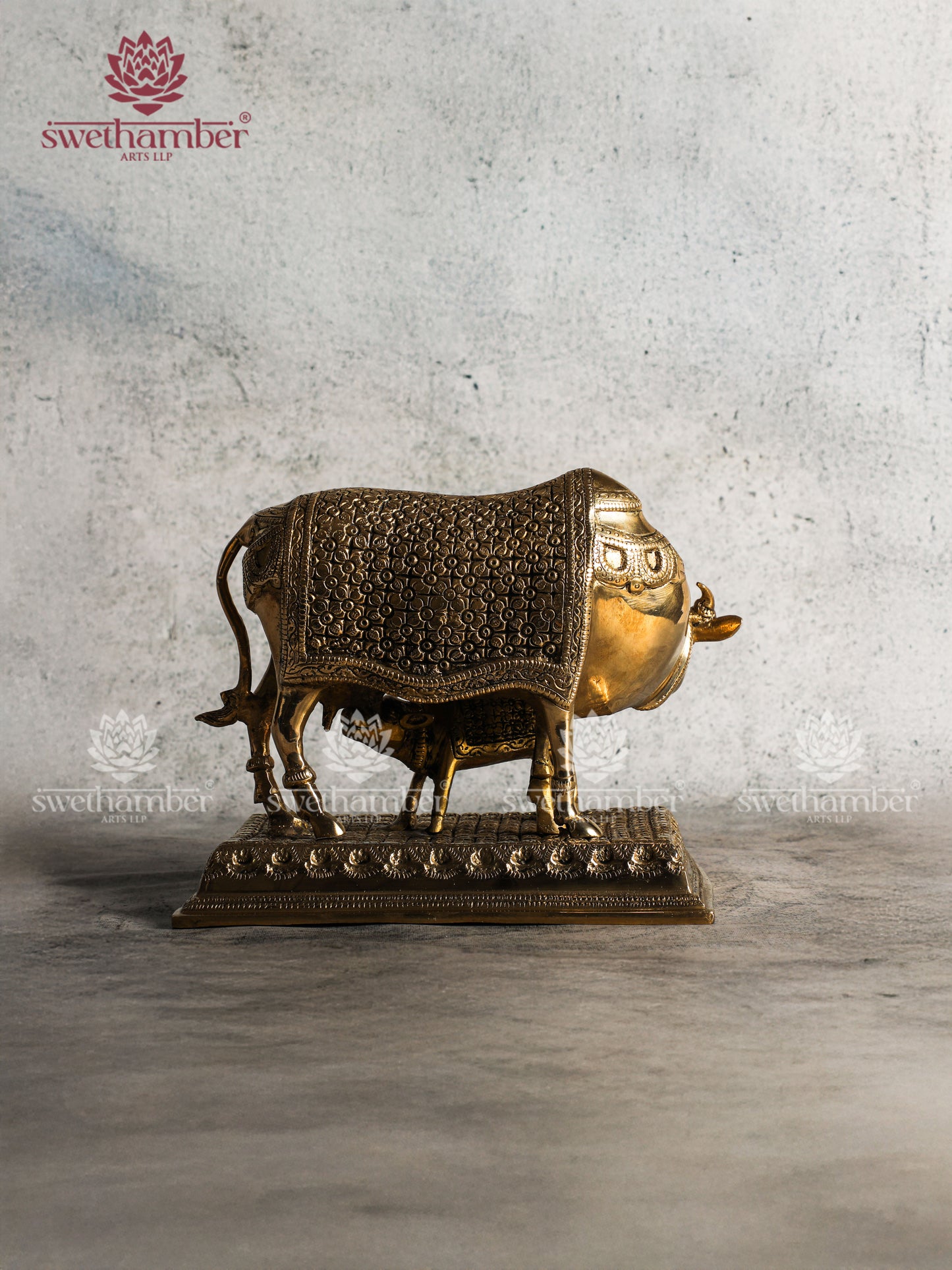 Brass Cow & Calf Statue