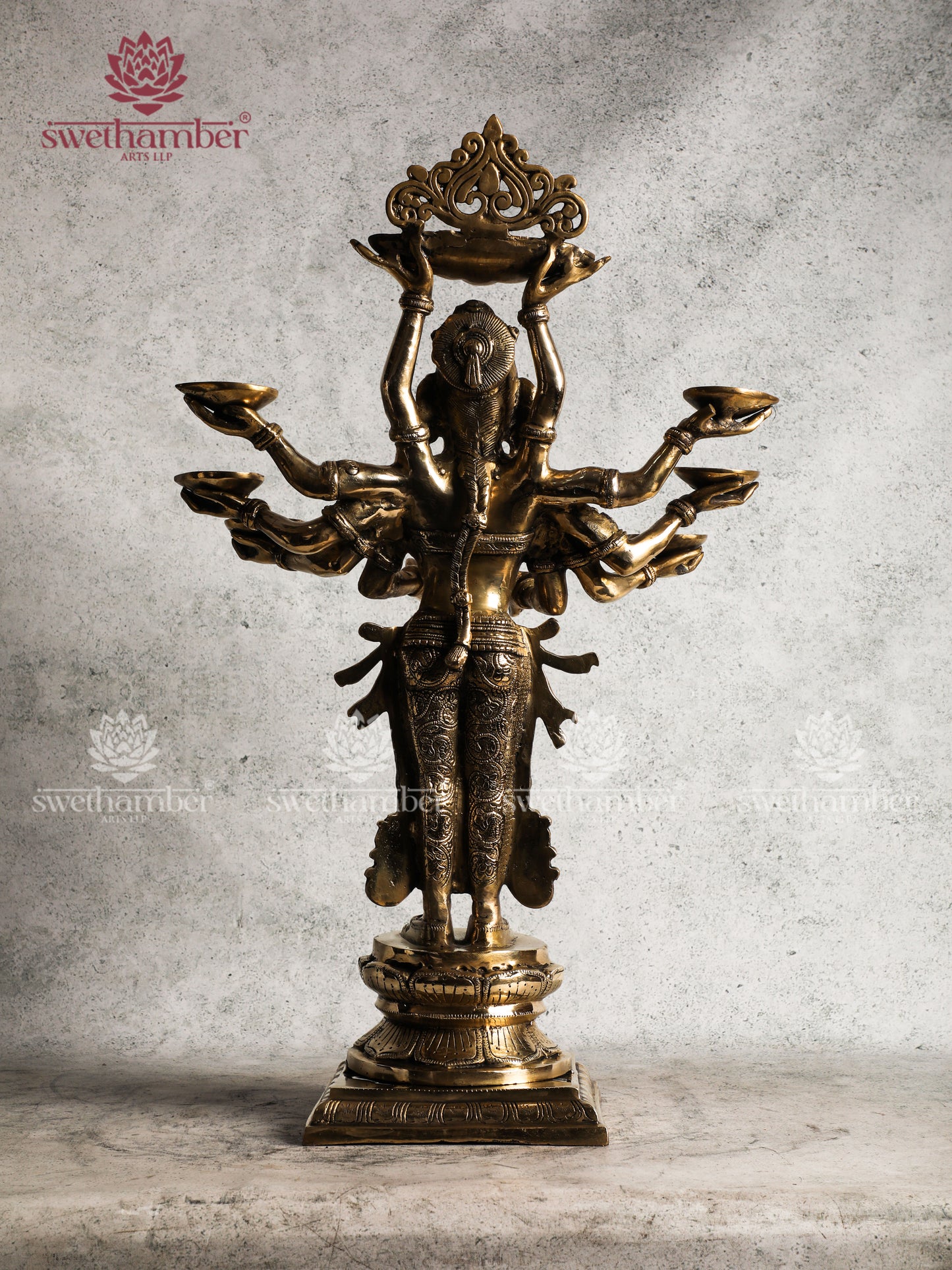 South Indian Brass Deepam Lady with 10 Arms