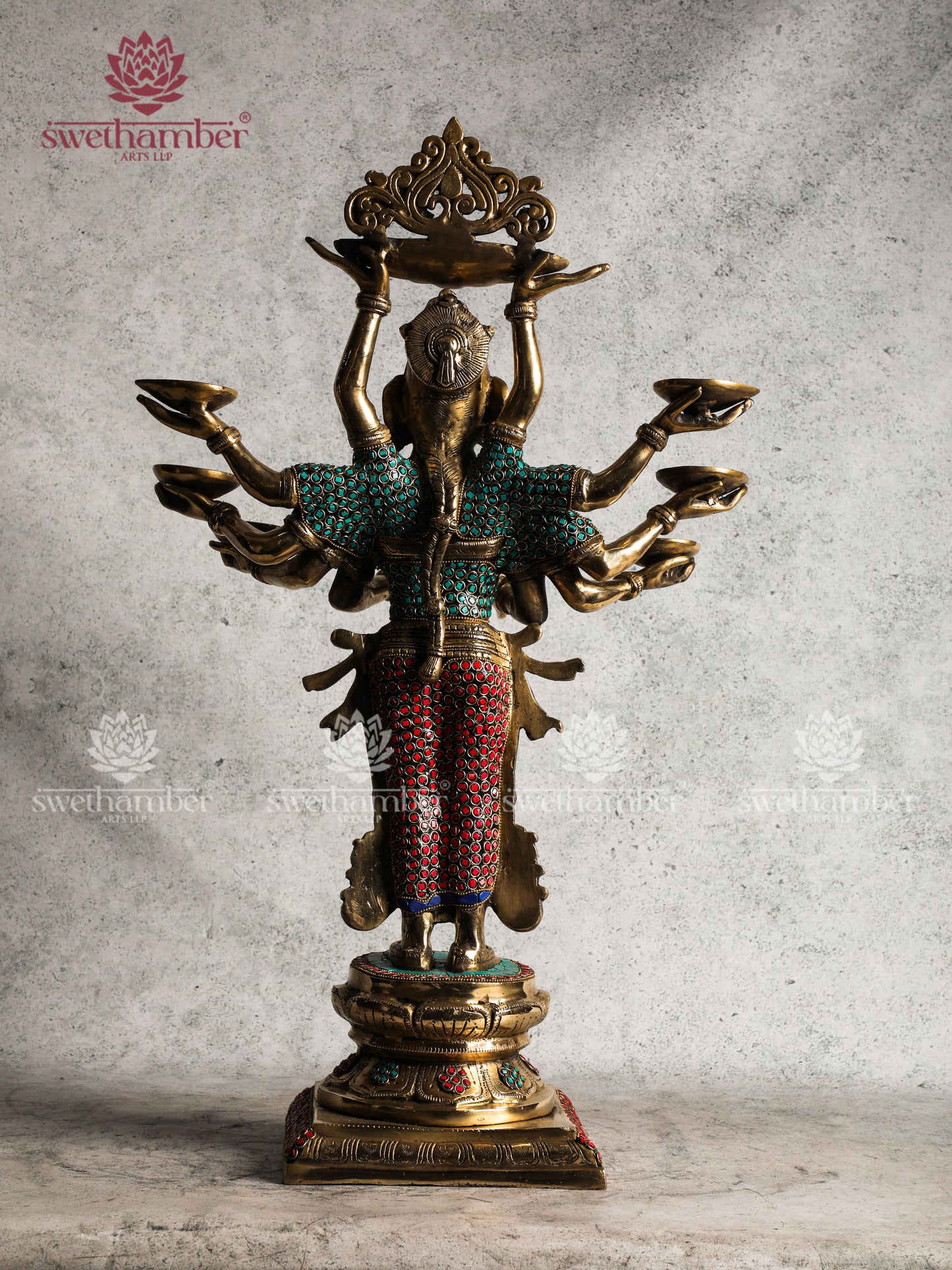 Decorative Brass Deepa Lakshmi Lamp – 10 Hands