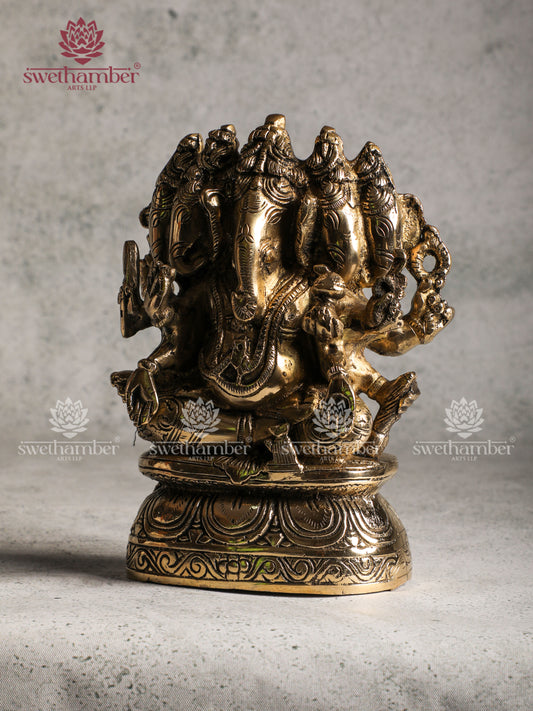 Antique Finish Brass Panchamukhi (5-Face) Ganesha