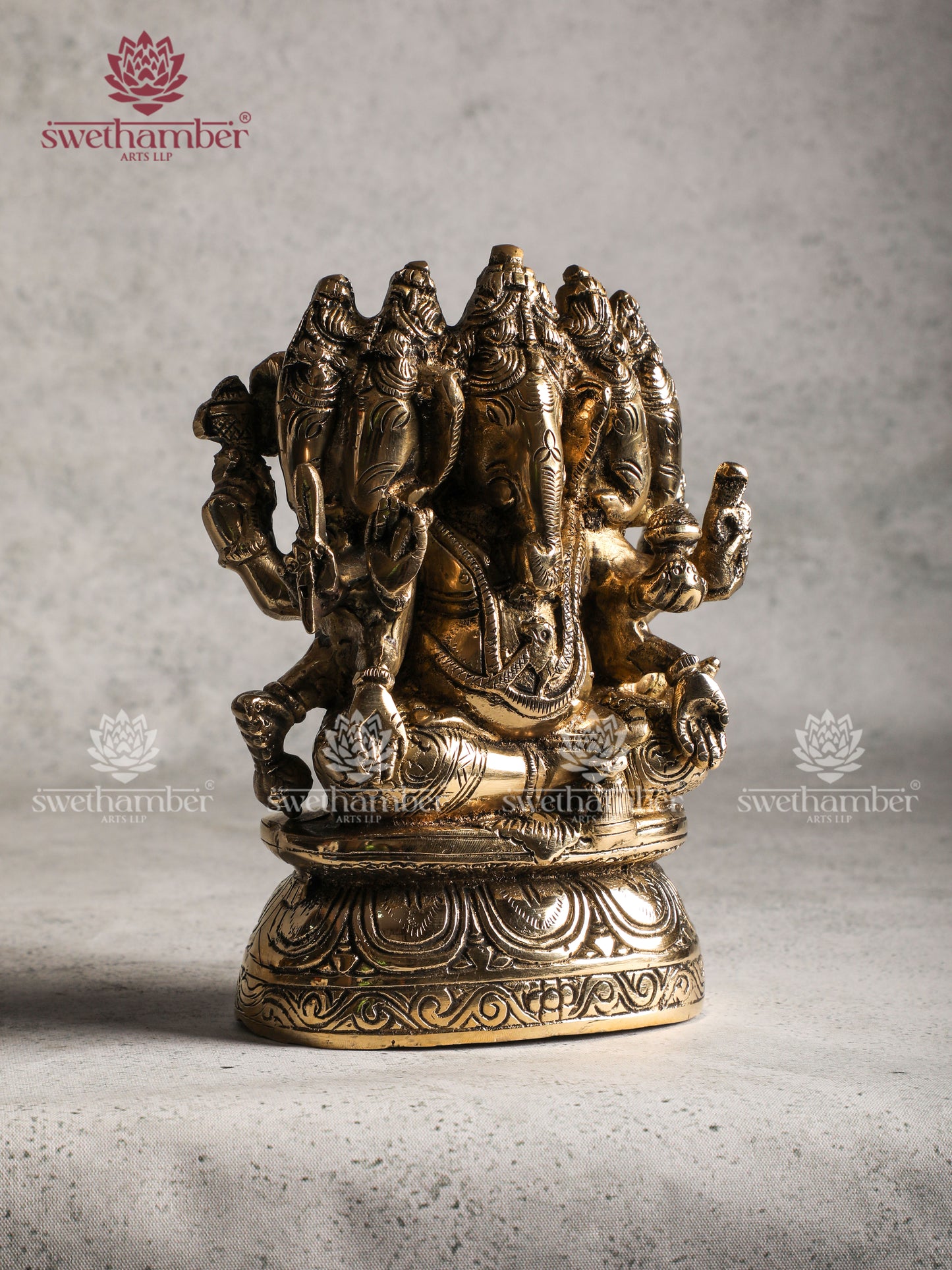 Antique Finish Brass Panchamukhi (5-Face) Ganesha