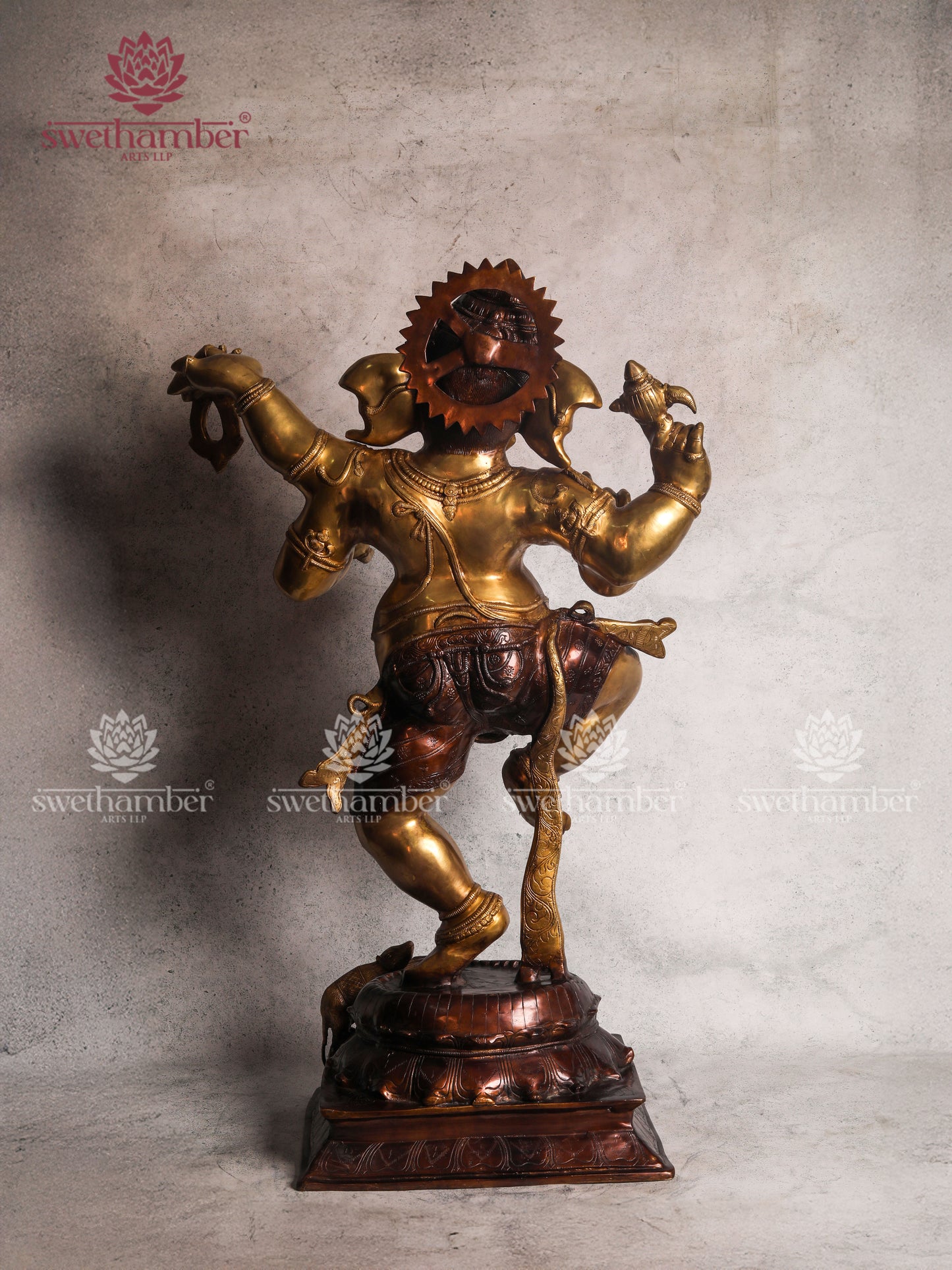 Brass Dancing Ganesha with four hands