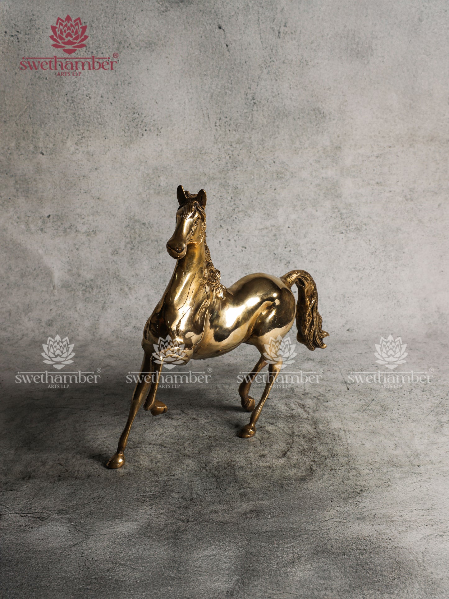 Brass Running Horse Sculpture