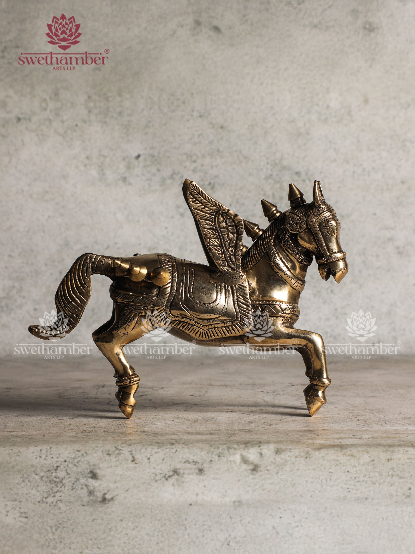 BRASS FLYING HORSE WITH WINGS