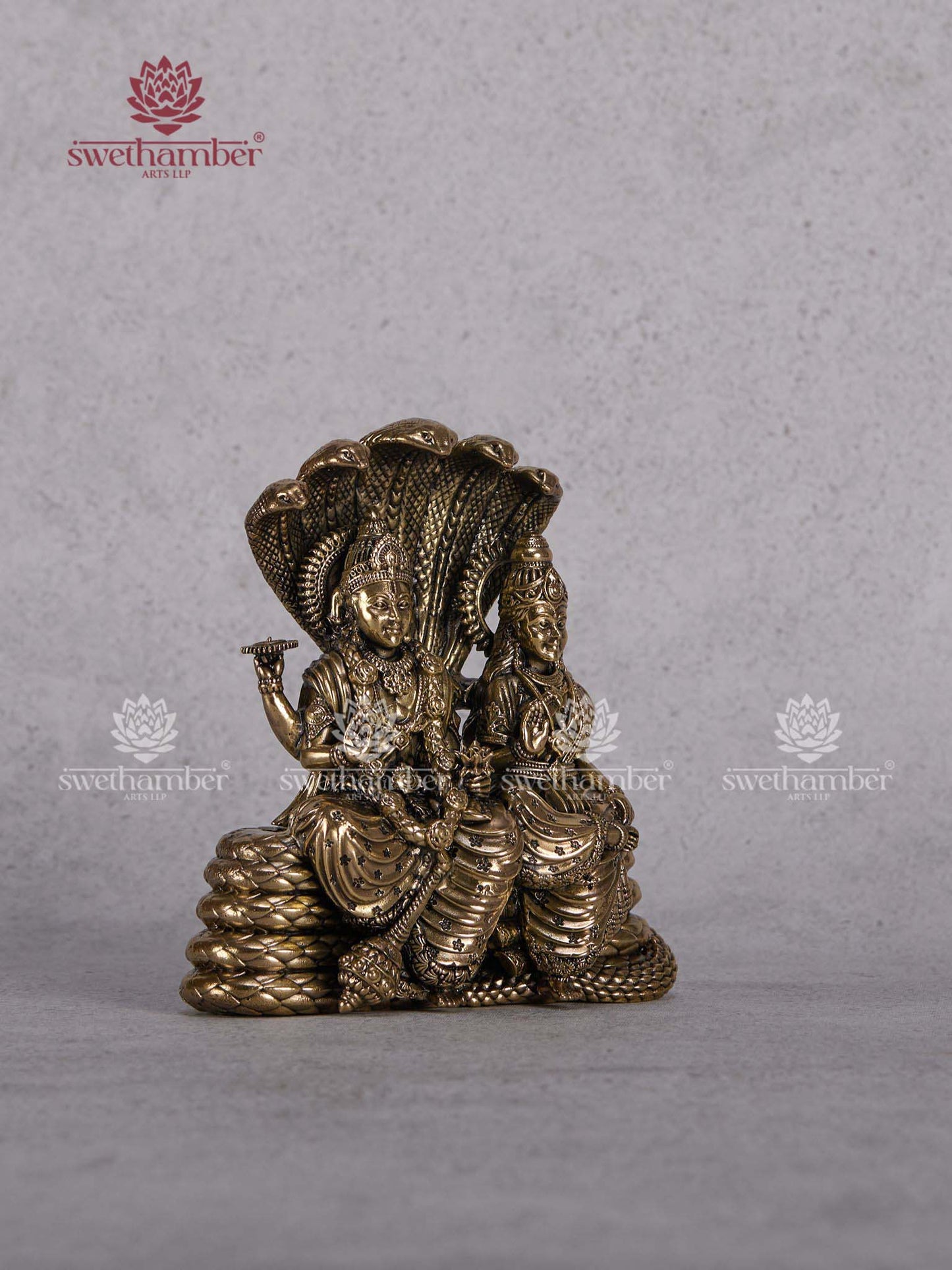 Brass Vishnu Lakshmi Sitting on Nag – Lakshmi Narayana on Sheshnag Statue