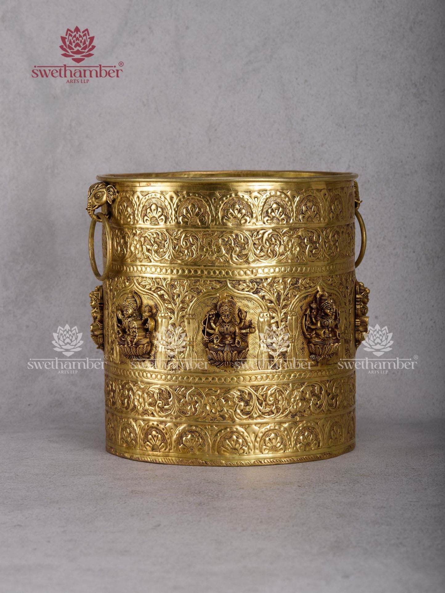 Brass Ashtalakshmi Planter – Handcrafted Lakshmi Decorative Pot for Home Temple & Decor