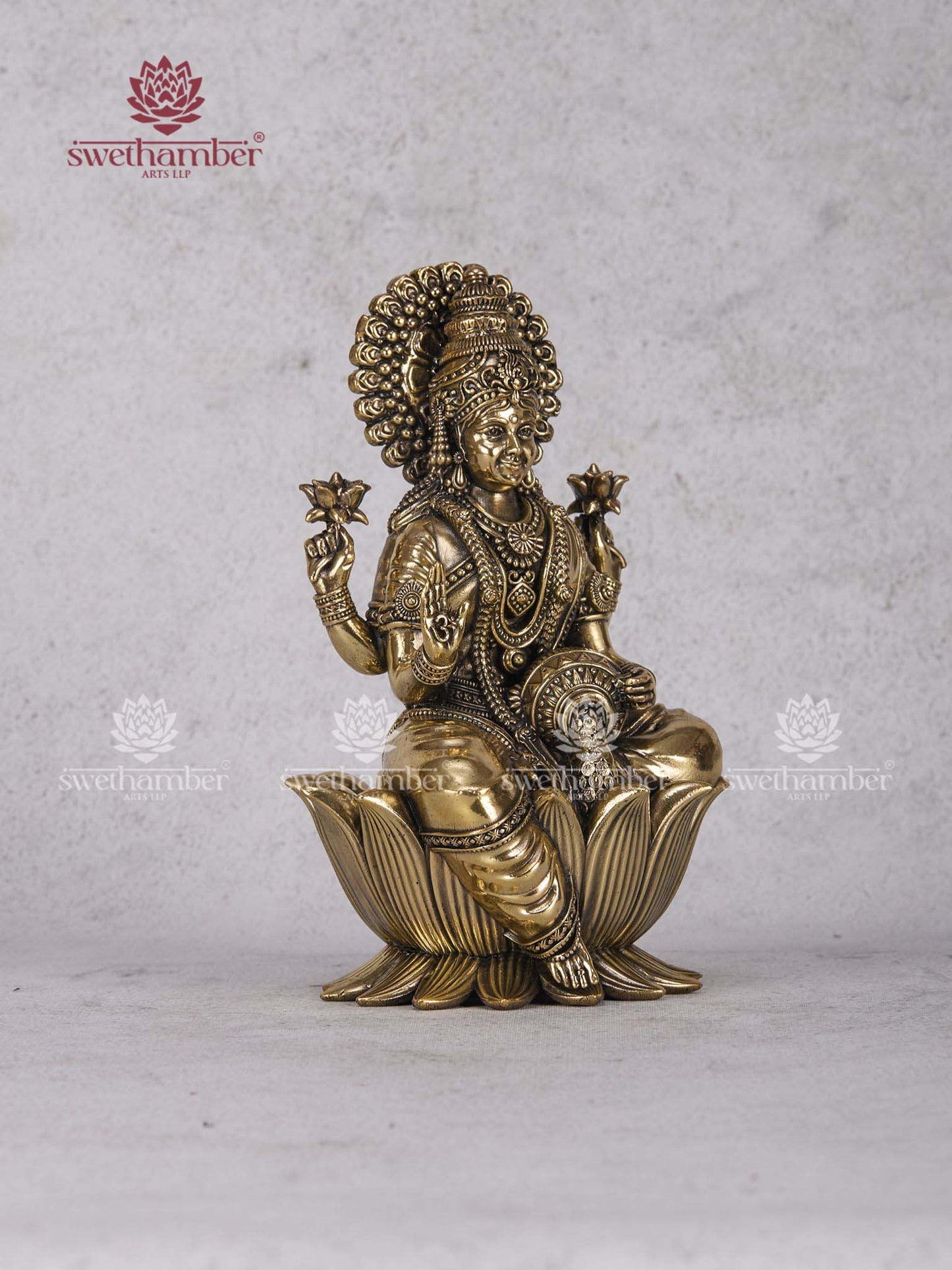 Lotus Seated Lakshmi Mata Statue – Premium Brass Goddess of Wealth Idol