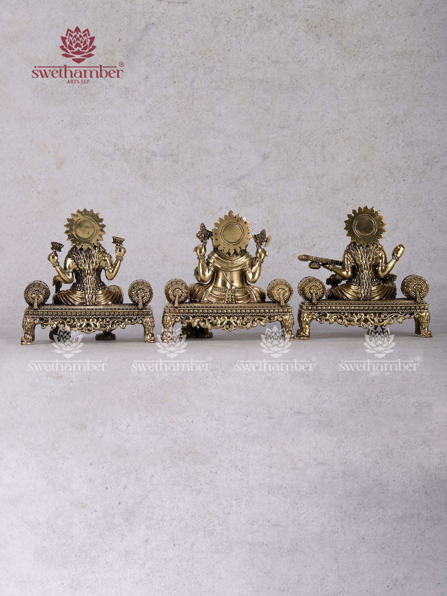 Premium Ganesha Lakshmi Saraswati Statue Set for Mandir Décor