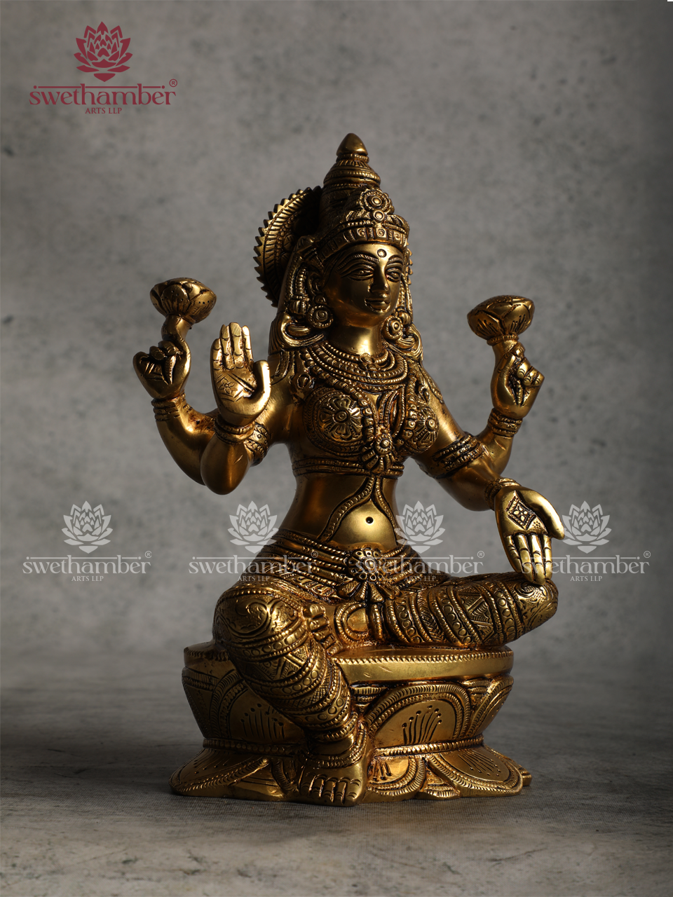 Brass Lakshmi on Lotus