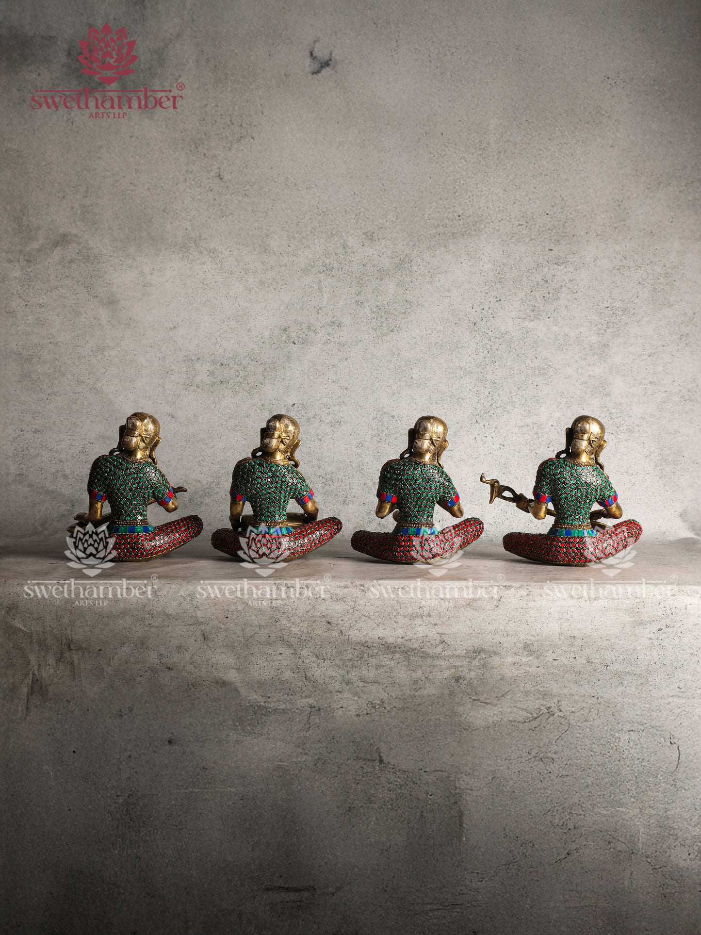 BRASS LADIES MUSICAL SET FOR DECOR