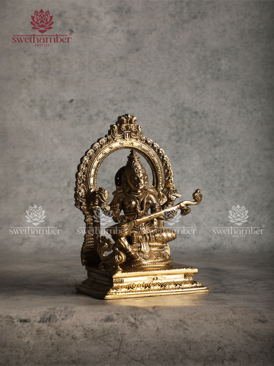 Divine Saraswati Mata Bronze Statue with Veena