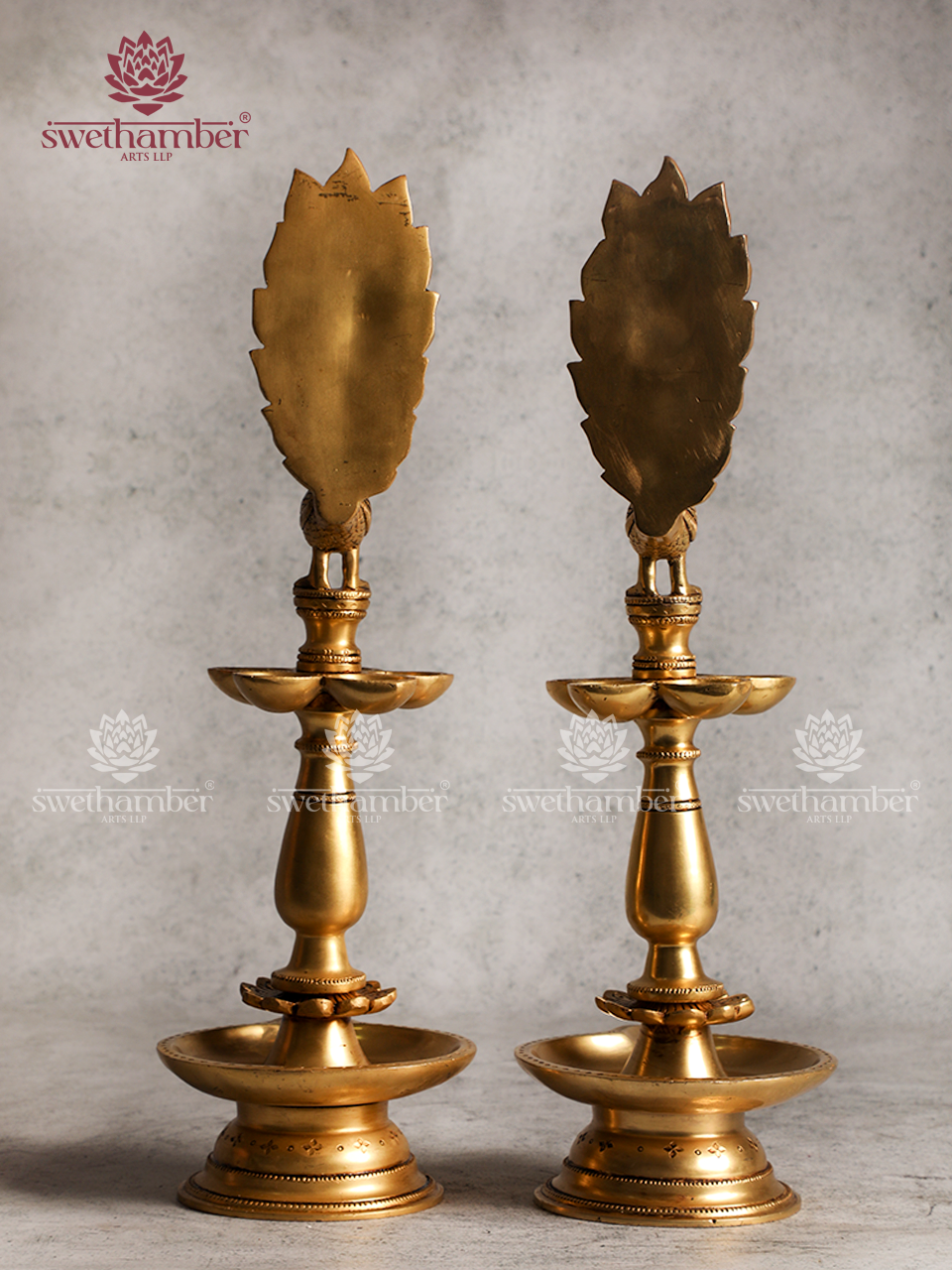 Brass Peacock Lamp Set