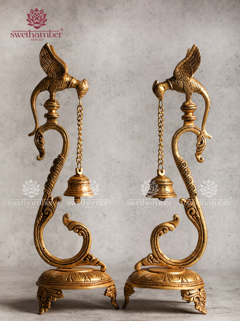 BRASS PARROT STAND WITH BELL