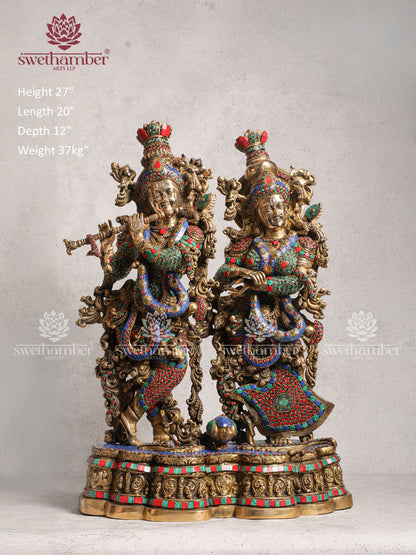 Brass Radha Krishna Set On Single Base