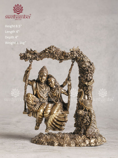 Unique Pure Brass Radha Krishna Intricate Superfine Swing 8"