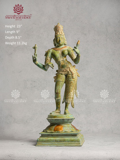 Lord Shiva And Parvati Form Antique Finish Ardhanarishvara Statue