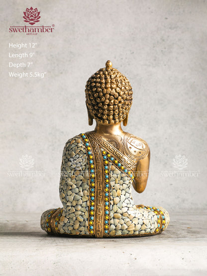 DecorativeBrass  Buddha Blessing With White Stone