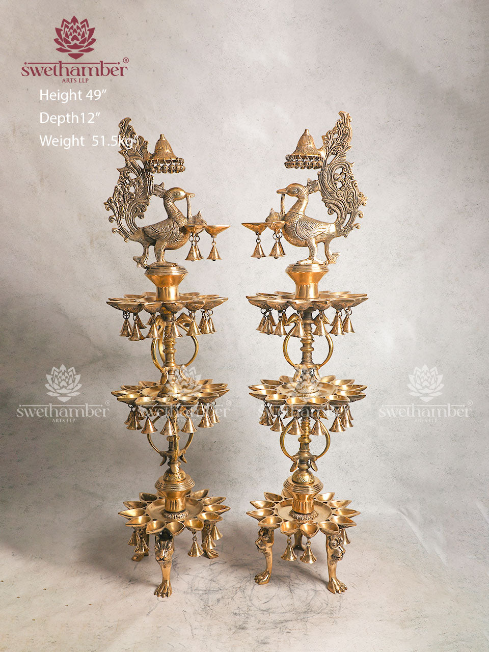 Large Brass Decorative Oil Lamp For Pooja Room & Decor